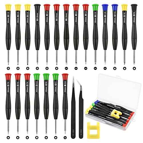 Ainiv Mini Precision Screwdriver Set, 24PCS Small Magnetic Screwdriver with Tweezers & Magnetizer Flathead Phillips Pentalobe Torx Star Screwdriver Kit Tool for Repairing Eyeglass Phone Watch
