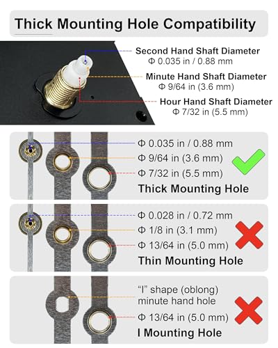 Clock Mechanism Replacement Kit with Thick Shaft - 3 Set, 1/4 in Thread