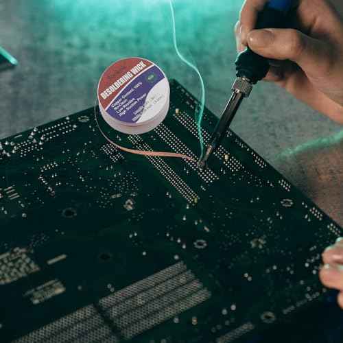 No-Clean Flux Paste, Solder Wick & Electronic Small Parts Pickup Kit, Soldering Flux 10cc/Bottle (2PACK), 10Ft Desoldering Wick, IC Pickup Tool (1 stick)
