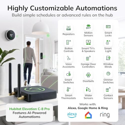Hubitat Elevation C-8 Pro Smart Home Hub with Z-Wave, Zigbee & Matter Compatibility