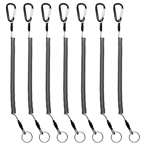 Fishing Lanyard Heavy Duty Retractable Coiled Tether with Carabiner for Pliers, Boating, Tools