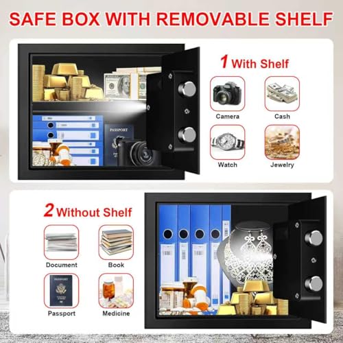 Psisuvry 1.2 Cu Ft Small Fireproof Home Safe with Digital Keypad & Removable Shelf