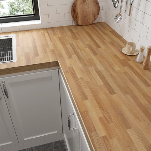 VaryPaper 15.7''x78.7'' Butcher Block Contact Paper for Countertops Waterproof Wood Peel and Stick Wallpaper Removable Self Adhesive Wood Grain Contact Paper for Cabinets Table Desk Bedroom Walls