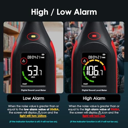 Landtek Decibel Meter with Data Logging and 3-Color Alarm Display