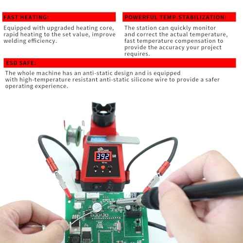 60W Digital Display Soldering Iron Station Kit w 2 Helping Hands, 6 Extra Iron Tips, Lead-Free Solder, Solder Sucker, S/S Tweezers, ¡ÆC/¨¬F Conversion, Auto Sleep & Calibration Support