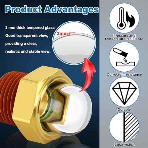 Fanovo Set Of 1 Dome Oil Sight Glasses£¬1/2'' NPT Brass Surper Transparent Dome Oil Sight Plug Sanitary Sight Window for Tanks, Air Compressors, Pumps, Piping System, Automotive Industries lab Equipmen