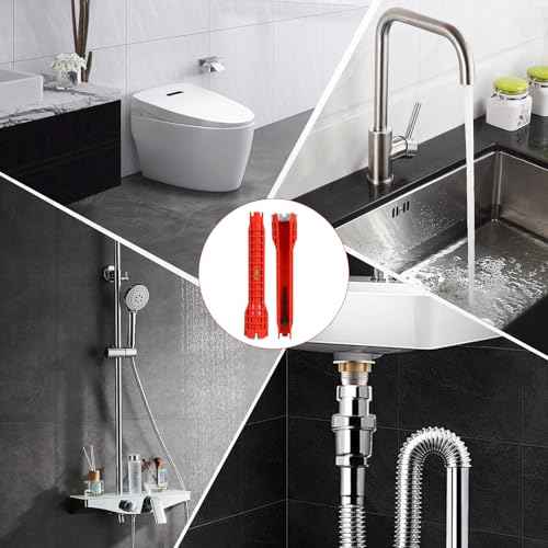 8 in-1 Multifunctional Sink & Faucet Installer Wrench - Plumbing Tool for Bathroom/Kitchen Toilet Pipe Repair & Installation (Red)