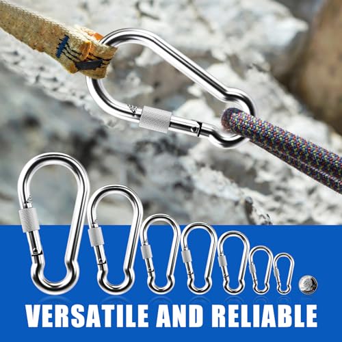 Kinlink M10-4.00 inch Heavy Duty Locking Carabiner Stainless Steel 2 Pack