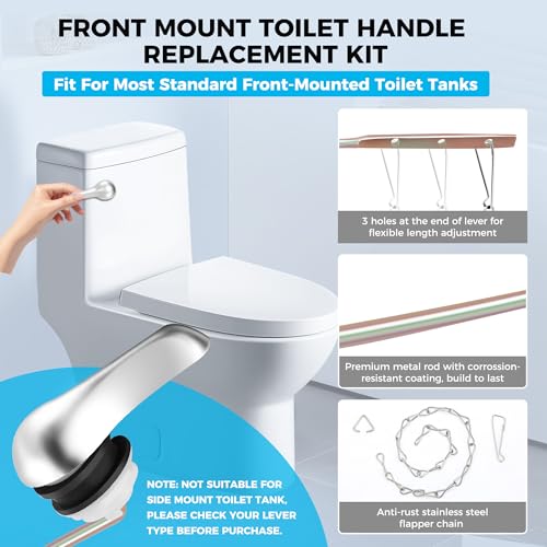Yupjlia 2 Pack Front Mount Toilet Handle Replacement Kit with Metal Lever