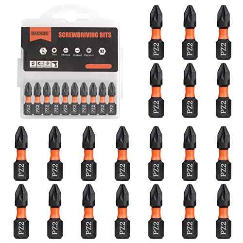 Pro PZ2 Bit Assortment - Screwdriver Bits Set 20Pcs, 25mm Length, Pozi Screwdriver Bit, 1/4 Inch Hex Shank, with Storage Box