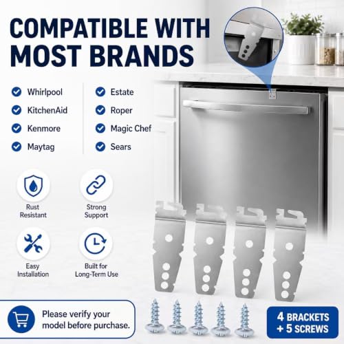Whirlpool 8269145 4-Pack Dishwasher Mounting Brackets with 5 Screws – SZKEYISN
