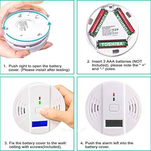 Carbon Monoxide Detectors, CO Detector Battery Powered, Carbon Monoxide Alarm with Sensitive CO Sensor,CO Alarm with Digital Display & Sound Warning for Home£¬Kitchen£¬Warehouse