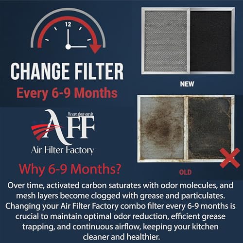 Air Filter Factory 8-3/4 x 10-1/2 in Ductless Range Hood Filter, Charcoal & Grease Combo 41F/97007696
