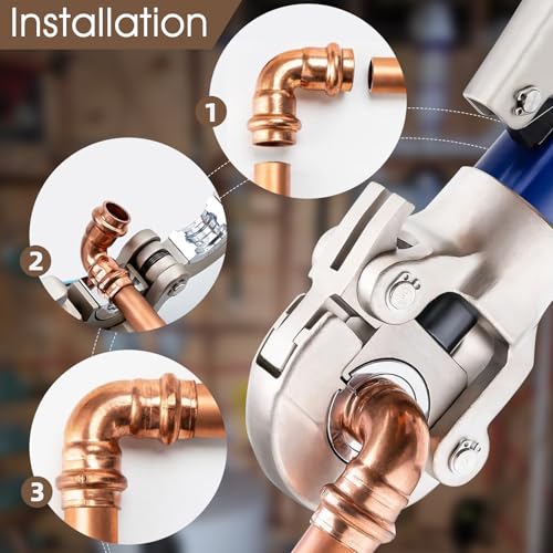 1/2 Inch Copper Press Fittings Kit with Coupling, 90° Elbow & Tee - Zero Lead, CUPC & IAPMO Certified, DIY Plumbing Repair