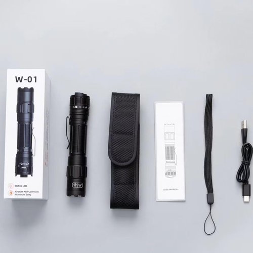 Tactical Stun Gun with LED Flashlight – Rechargeable Self-Defense Device Delivers Intolerable Pain, Safety Switch, Belt Holster