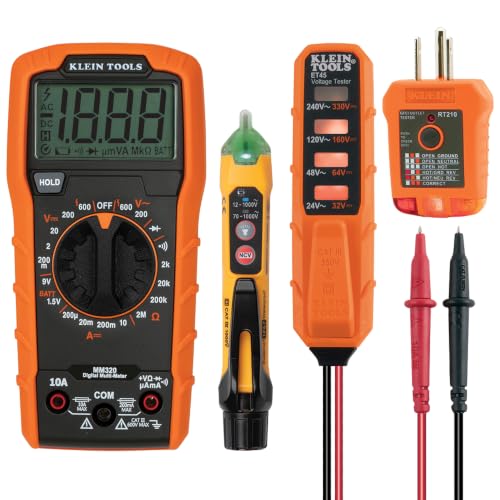 Klein Tools MM320KIT Digital Multimeter & Receptacle Tester Electrical Test Kit