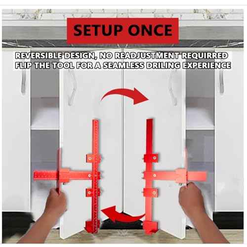 Cabinet Hardware Jig Punch Locator with Extended Ruler, Aluminum Alloy Cabinet Template Tool with Upgrade Box for Installation Handles Knob on Drawer Door Pulls (Red)