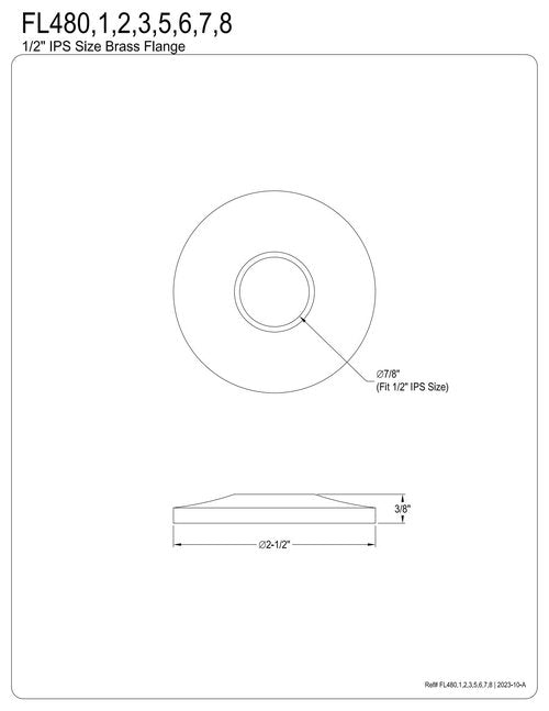 Kingston Brass FL487 Made To Match 1/2" IPS Brass Flange, Brushed Brass