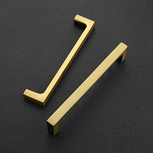 Ravinte 5 Inch Brushed Brass Cabinet Handles Pack of 10 - Solid Pulls