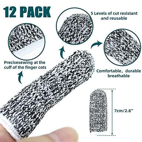New Reusable Finger Sleeve Protectors Anti-Slip Cut Resistant Finger Cots, 12 Pack 5 Level Thumb Fingertips Protection Cots Protectors Guards Glove Life Extender Finger Covers for Kitchen Work Cuts