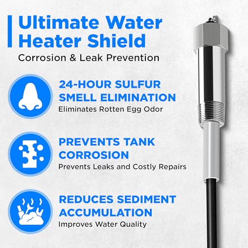 Titanium Powered Anode Rod for Water Heaters - Eliminate Sulfur & Rotten Egg Smell, 40-89 Gallon, Universal Compatibility