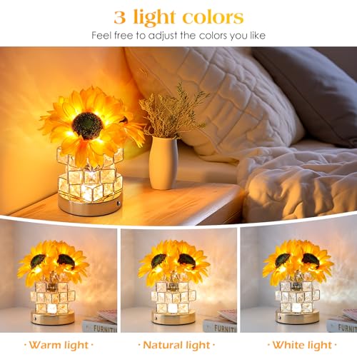 Sunflowers Flower Lamp - Cordless Touch Table Lamp with 3 Light Modes for Gifts & Decor