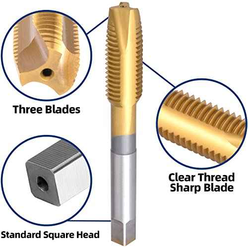 Burkit M10 X 1.25 Spiral Point Tap, HSS Titanium coating Spiral Point Plug Threading Tap M10 x 1.25