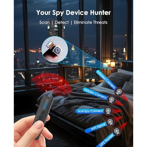Upgraded Hidden Camera Detector, AI-Powered Anti-Spy Device, Bug & GPS Tracker & RF Detector, Portable Spy Camera Finder for Hotels, Travel, Home & Office