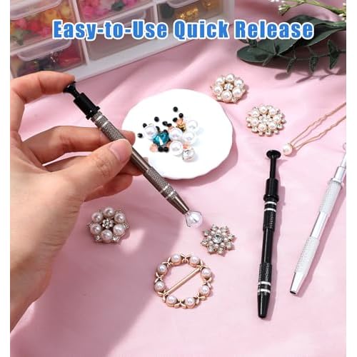 3Pcs Piercing Tweezers, 5.9 Inch 4-Claw Stainless Steel Grabber Tool Set in Black Brown Silver, Precision Jewelry Electronics Retrieval Tool