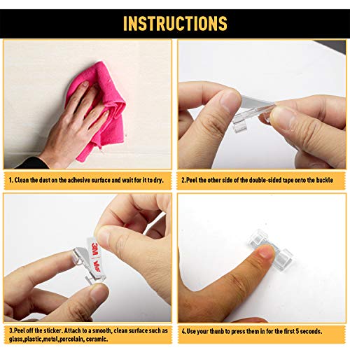 40 Pack Transparent Self-Adhesive Cable Clips - Strong Wire Organizer for TV, PC, Home & Office