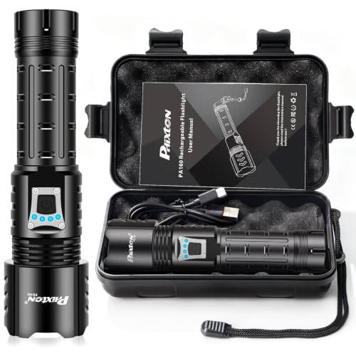 PHIXTON 6.65-Inch Rechargeable Super Bright LED Flashlight 100000 Lumens, Long Range 3280FT, USB-C, Long Lasting, Zoomable, Camping & Emergency Use