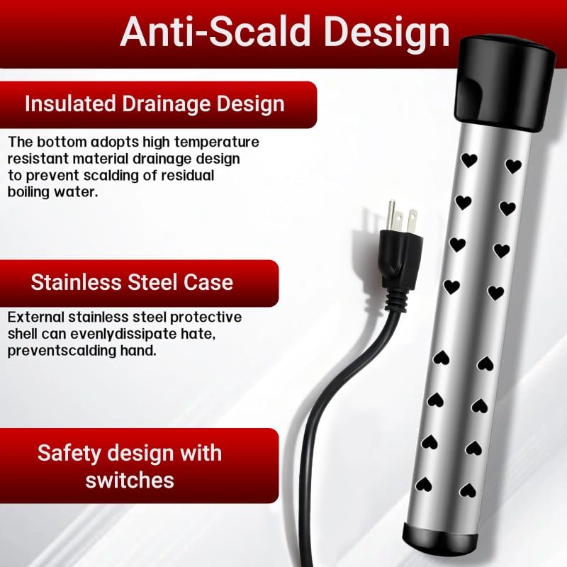 2000W Electric Water Heater with Digital Thermometer Portable Instant Hot Water