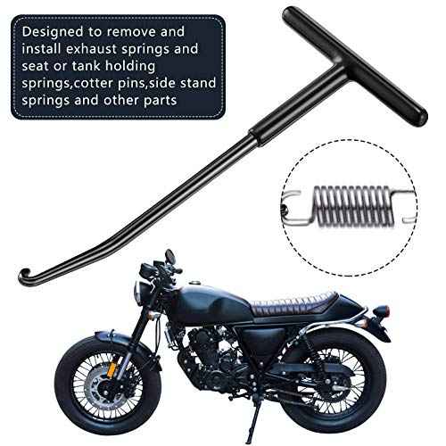 2 Pieces Exhaust Spring Puller Tool Hooks Tool Exhaust Hangers Removal Motorcycle Trampoline T Handle Hooks Expander Snowmobile Puller Pipe for Dirt Bike(Black)