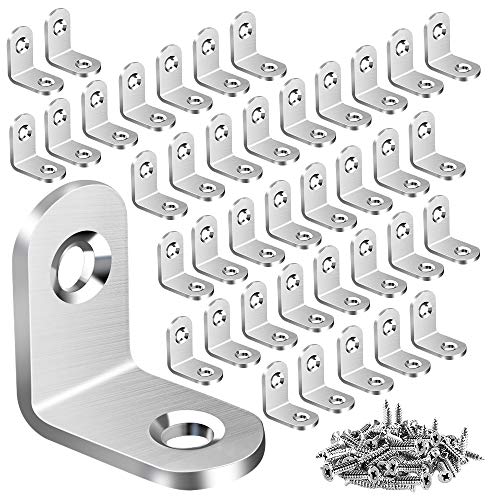 Vicuna R 20mm Stainless Steel Corner Brackets 40 pcs with Screws, Silver