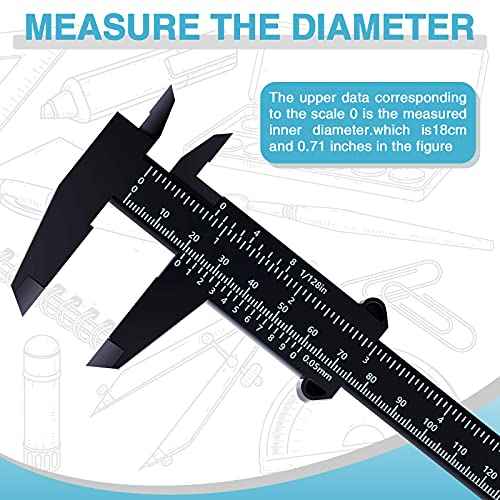 Flutesan 6 Inch/ 150 mm Mini Plastic Vernier Caliper Double Scale Measuring Tool Rectangular Vernier Caliper Read Sliding Gauge Ruler for Eyebrow Stencil Makeup Student School Office Home, 5 Pieces