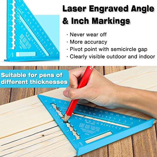 SHALL 7-Inch Rafter & 16-Inch Combination Square Set with Pencils, Aluminum & Zinc Alloys