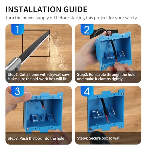 YQXIUTE 2 Gang PVC Old Work Retrofit Wall Electrical Box for Switch/Outlet - Model 1
