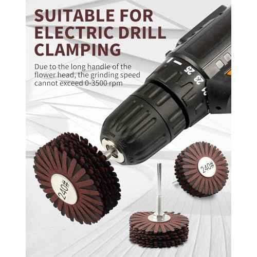 Rocaris 2 Pack Abrasive Flap Wheel - 240# Nylon Sanding Wheel Brush Abrasive Grinding Head with 1/4 Inch Shank for Woodworking Root Carving Furniture Polishing and Removing of Rust/Corrosion/Paint.