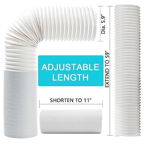 BEWAVE Portable AC Exhaust Hose Kit 5.9 inch Diameter, 59 inch Length, Anti-Clockwise Thread