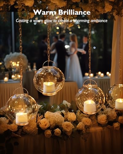 Homemory Flickering Flameless LED Tea Lights - Warm White, Pack of 24, Battery Operated, 200+ Hours, Safe for Weddings & Holidays