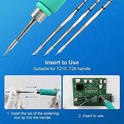 Soldering Iron Tip,Universal Soldering Iron Tips C210?020 Straight Tip for T210 T26 Soldering Station Handle Welding Consumables Tool,Stainless Steel Housing