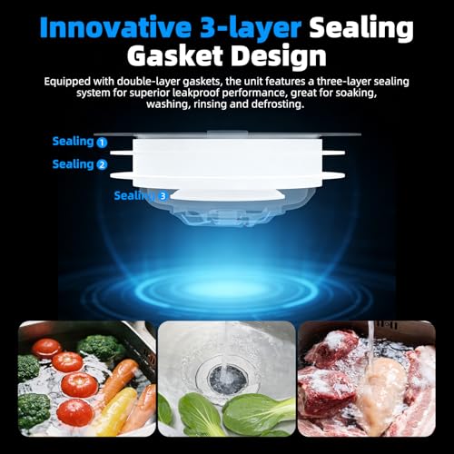 Hibbent 3-in-1 Kitchen Sink Drain Strainer with Brushed Stainless Steel Pop Up Stopper - Model 1