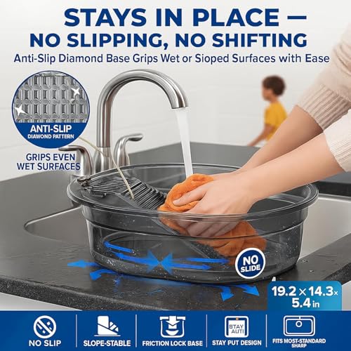 Gray 19in 2-in-1 Portable Hand Washing Basin with Washboard - Travel Laundry Tub