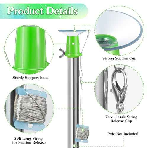 Enhon Light Bulb Changer for High Ceilings and Recessed Lights, Suction Cup Light Bulb Changer Attachment Kit Compatible with DocaPole and Other Standard Threaded Extension Pole (Pole Not Included)