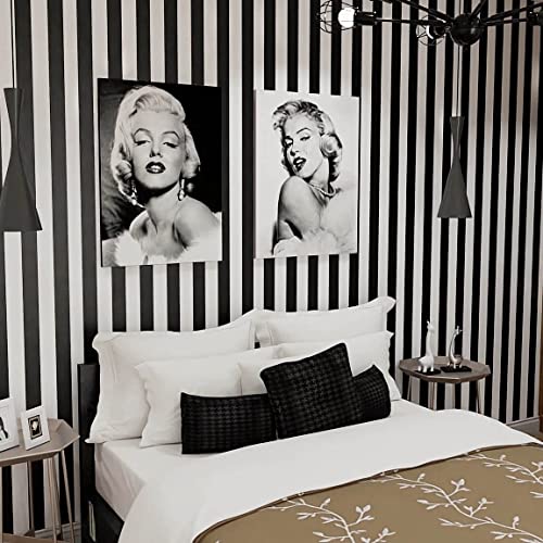 Qianglive Black and White Striped Peel and Stick Wallpaper 17.3x120