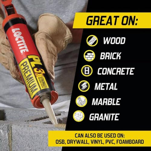 Loctite PL Premium Polyurethane Construction Adhesive 4 fl oz - Versatile Indoor & Outdoor Glue