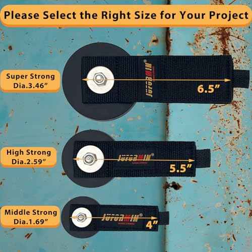 Heavy Duty Magnetic Hook, Magnetic Tool Holder, Magnetic Garage Hooks, Extension Cord Strap for Cable, Rope, Wire Storage in Garage,Workshop,RV,Pick-up(Dia.3.46" Magnet * 2Pcs)