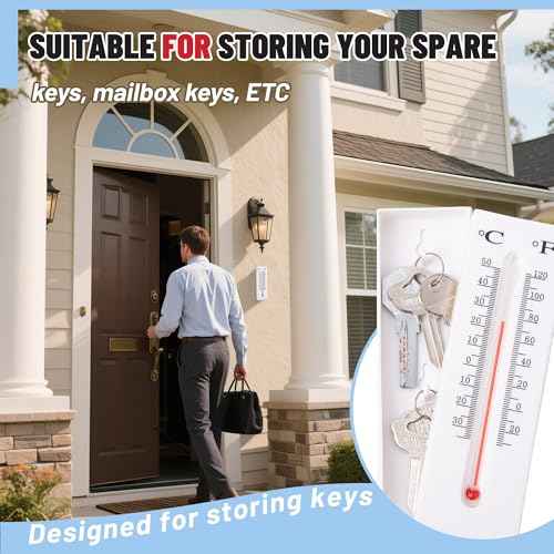 Meejune Hide a Key Outside Thermometer - Outdoor Key Hider with Secret Compartment, Hidden Storage Box for Yard, Garden, Outdoor Use, Large Storage for Keys & Small Items