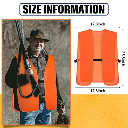 Tarpop 2 Pcs Medium Unisex Adult Orange Hunting Vest for Men Women Blaze Orange High Visibility Safety Hunting Vest