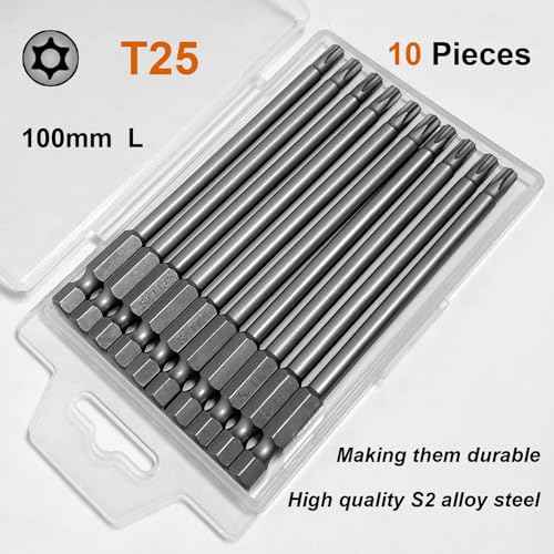 PTSLKHN 10PCS T25 Torx Screwdriver Bit Sets, 4¡®¡¯Length Magnetic Security Torx Bits Set (10, T25-4inL)
